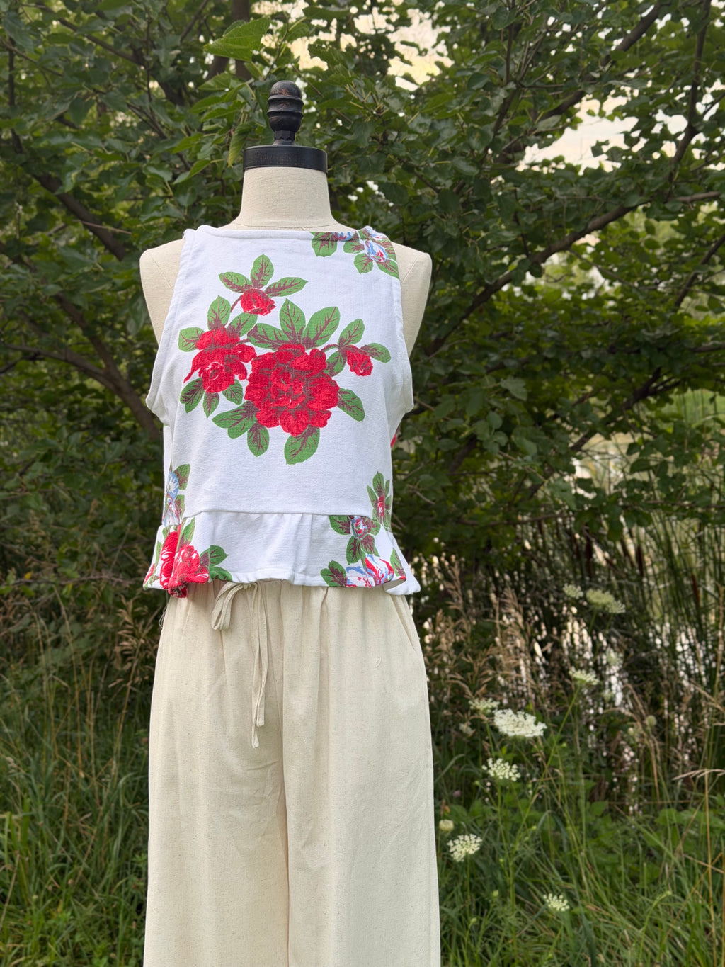 Rose and Hibiscus Tablecloth Tank