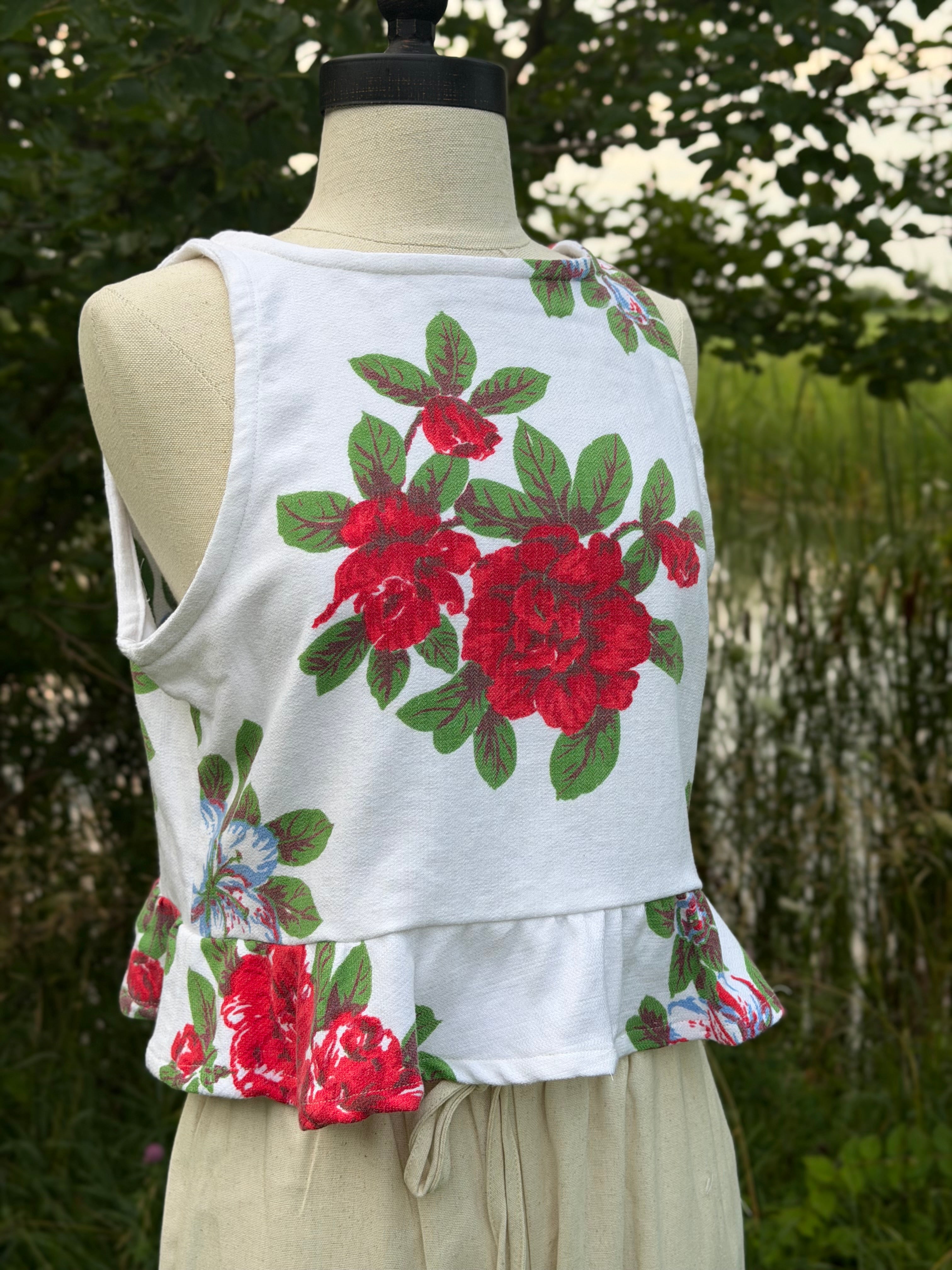 Rose and Hibiscus Tablecloth Tank