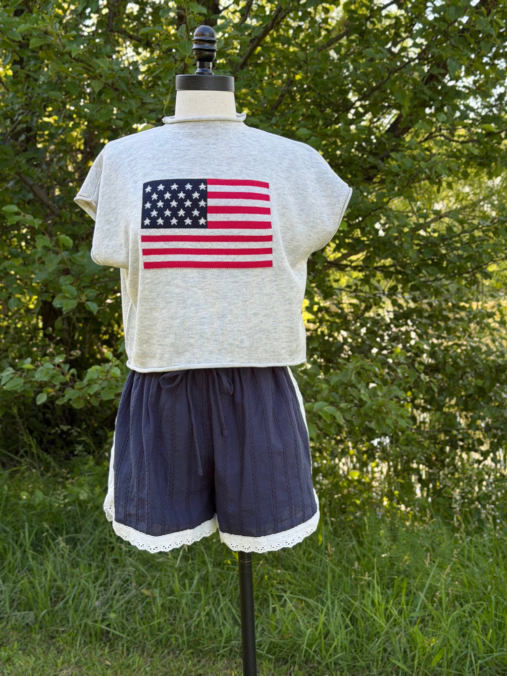 Americana Crop Sweater Top