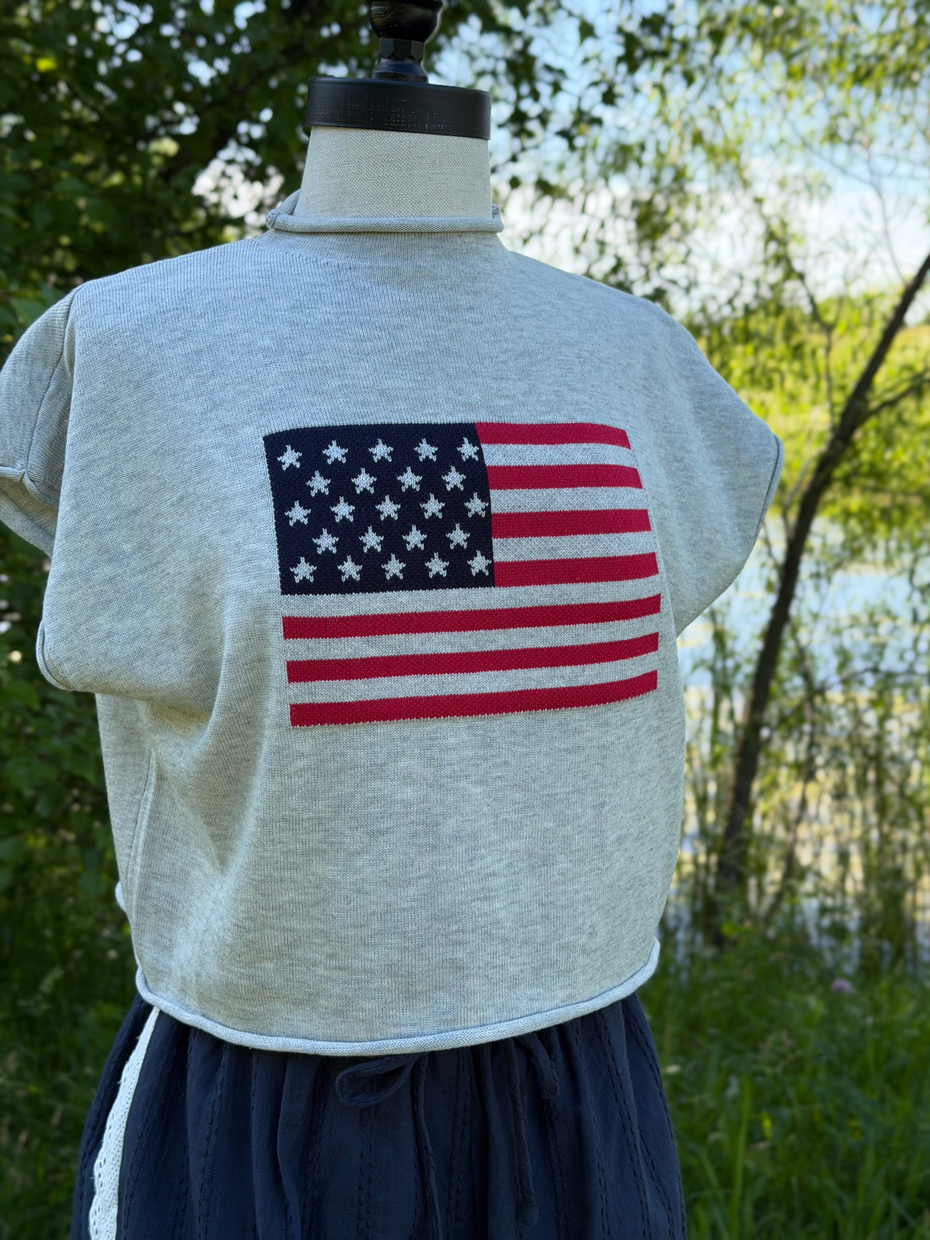 Americana Crop Sweater Top